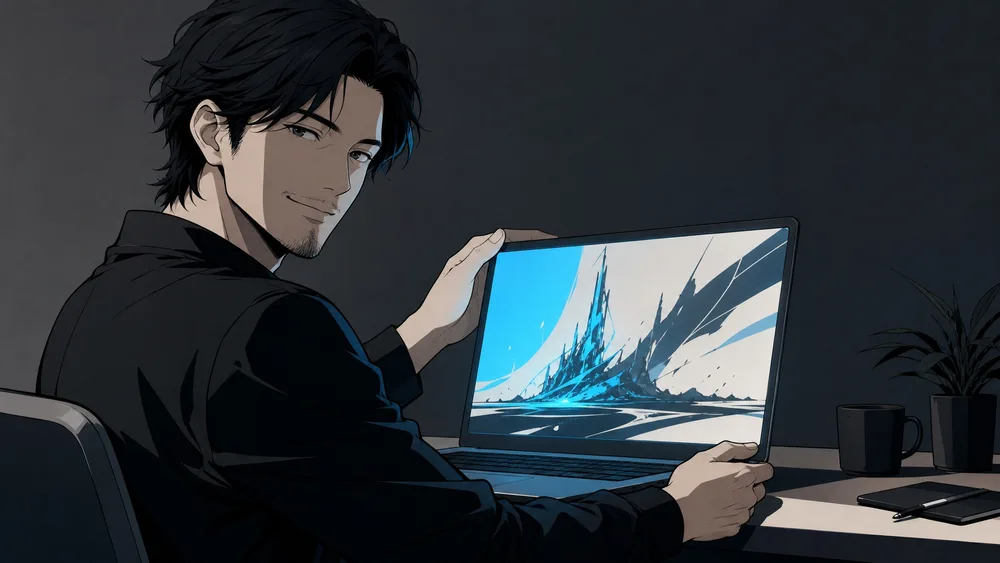 作ったものを画面で見せる人